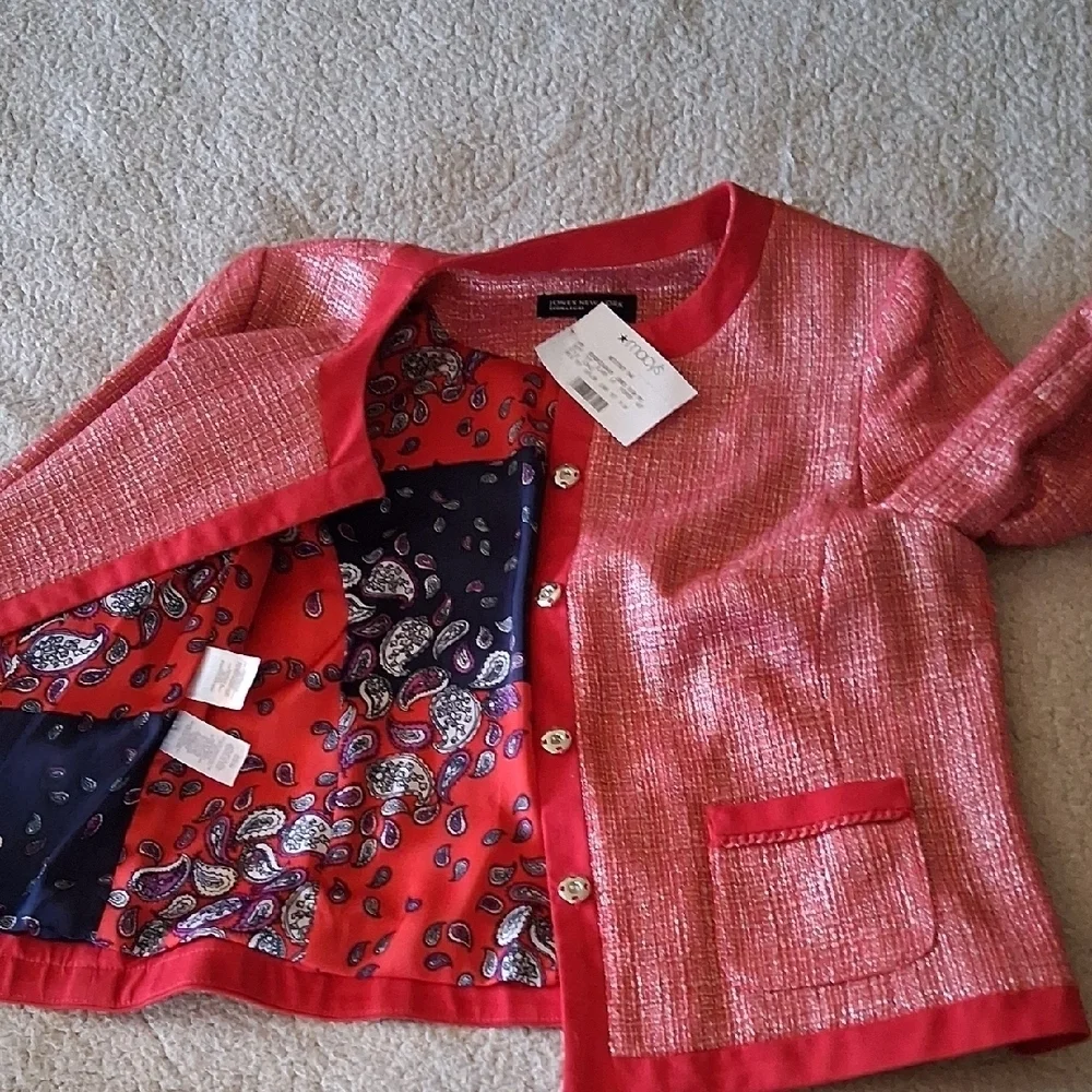 New Jones New York Pink Tweed Blazer